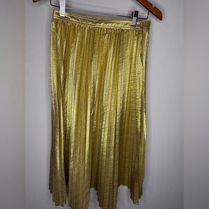 J. Crew Pleated wrap skirt in gold lamé New With Tags Size 2